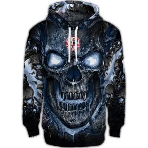 New York Yankees Demonic Skull All-Over Print Hoodie For Fans