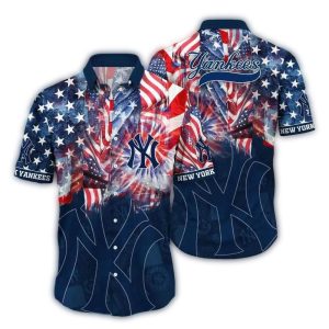 New York Yankees Fireworks Freedom Hawaiian Shirt For Summer Style