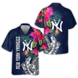 Floral Fusion Hawaiian Shirt - New York Yankees Design For Fans