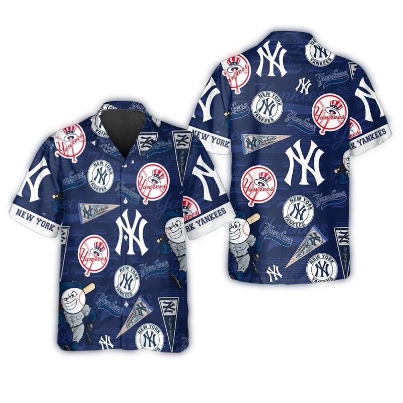 new york yankees heritage icons hawaiian shirt