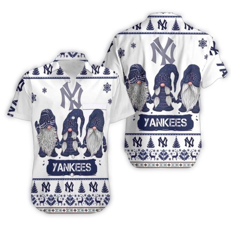 new york yankees holiday gnomes hawaiian shirt