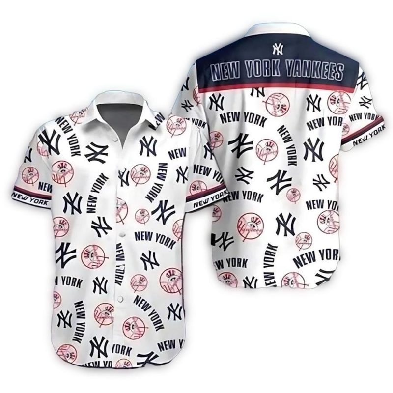 new york yankees iconic emblems hawaiian shirt