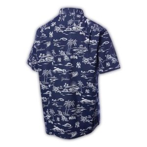 Navy Hawaiian Shirt With New York Yankees Island Vibes Design