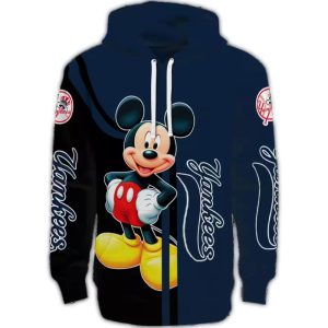 Mickey Mouse All Over Print Hoodie - New York Yankees Fan Apparel