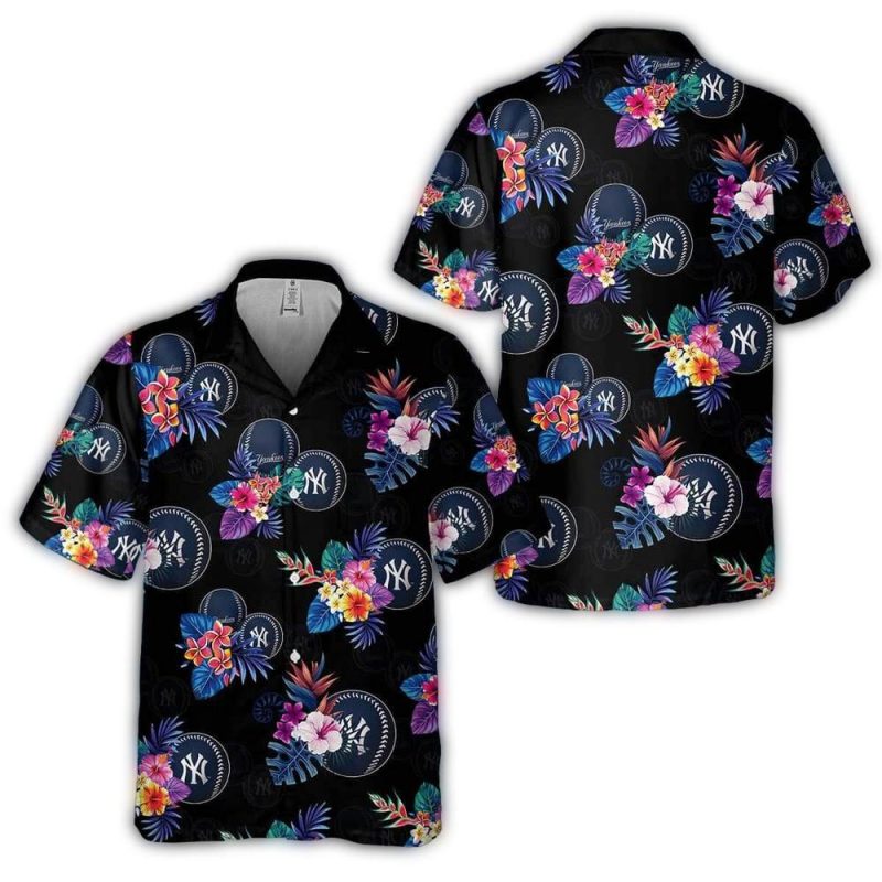 new york yankees midnight blossom hawaiian shirt