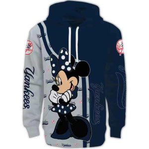 New York Yankees Minnie Mouse All-Over Print Hoodie For Fans