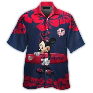 Minnie Mouse New York Yankees Flower Hawaiian Shirt For Beach Lovers