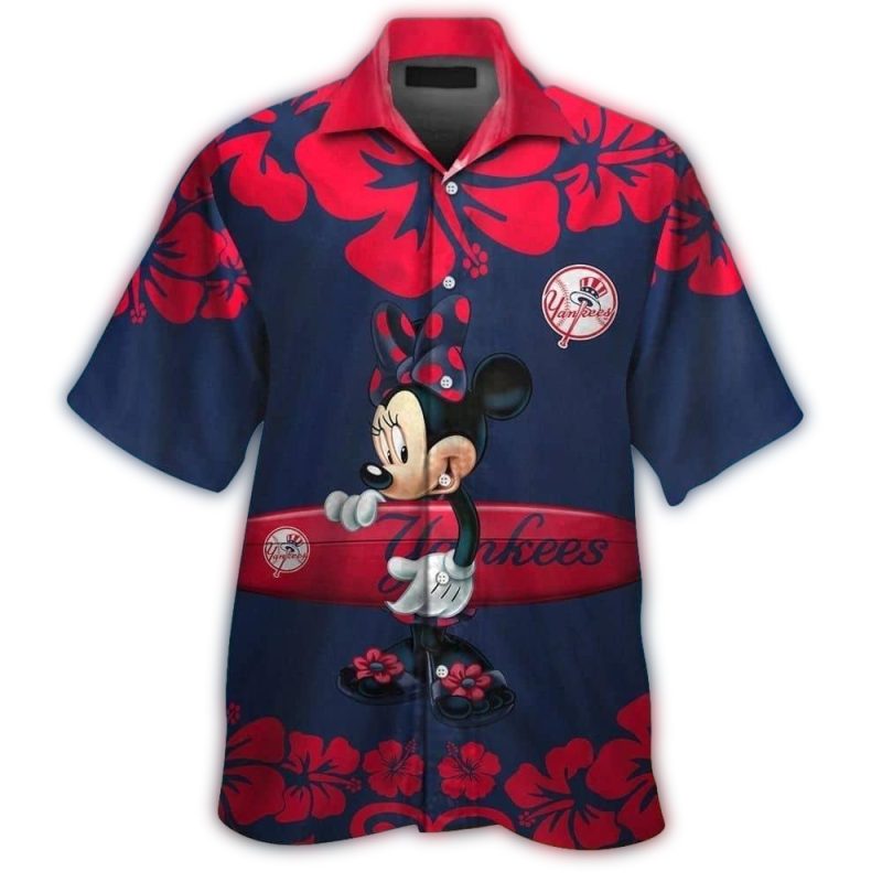 new york yankees minnie mouse short sleeve button up tropical hawaiian shirt 4774 tmvc5