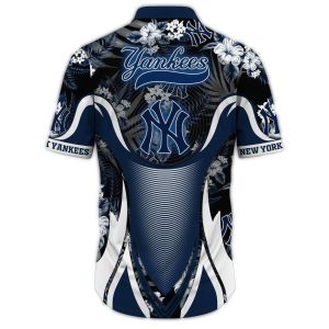 New York Yankees Floral Leaf Hawaiian Shirt For Men And Women