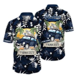 New York Yankees Tropical Hawaiian Shirt For Beach And Camping Adventures