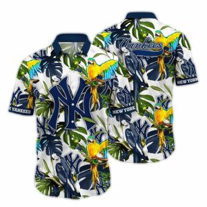 New York Yankees Floral Parrot Hawaiian Shirt For Tropical Style