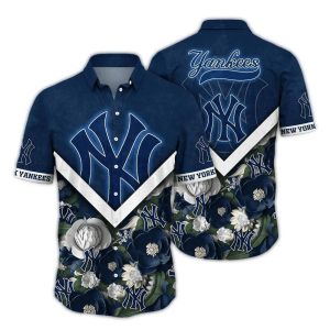 New York Yankees Floral Print Hawaiian Shirt For Stylish Fans