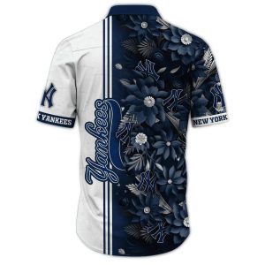 New York Yankees Floral Stripe White Hawaiian Shirt For Casual Style