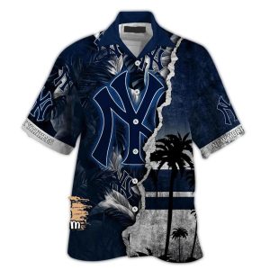 Custom Floral Tropical Hawaiian Shirt - New York Yankees Design
