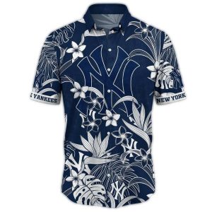 Retro New York Yankees Floral Pattern Hawaiian Shirt For Men
