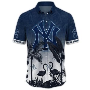 New York Yankees Floral Flamingo Hawaiian Shirt For Men