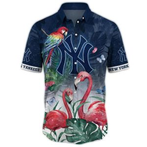 Vintage New York Yankees Flamingo Floral Hawaiian Shirt For Men