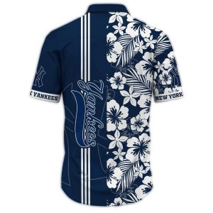 New York Yankees Floral Stripe Hawaiian Shirt For Men And Women