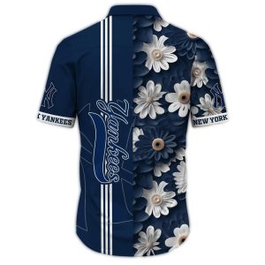 New York Yankees Floral Blossom Stripe Hawaiian Shirt For Fans