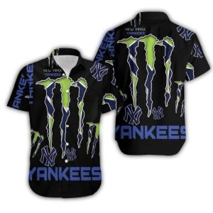 New York Yankees Monster Energy Burst Hawaiian Shirt For Men And Women