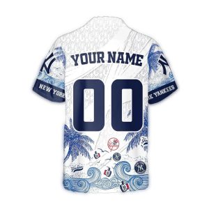 Custom New York Yankees Ocean Waves Hawaiian Shirt For Fans
