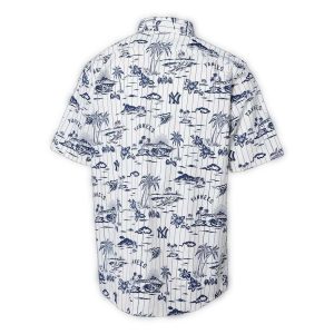 New York Yankees Pinstripe Hawaiian Shirt - Tropical Style For Fans