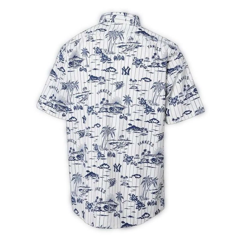 new york yankees pinstripe tropics hawaiian shirt back
