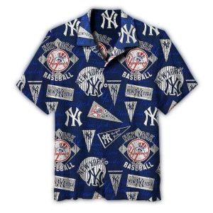 New York Yankees Retro Hawaiian Shirt With Classic Pennant Design