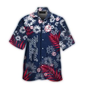 New York Yankees Floral Pattern Hawaiian Shirt For Men & Women