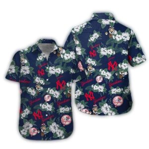 New York Yankees Floral Print Hawaiian Shirt For Men