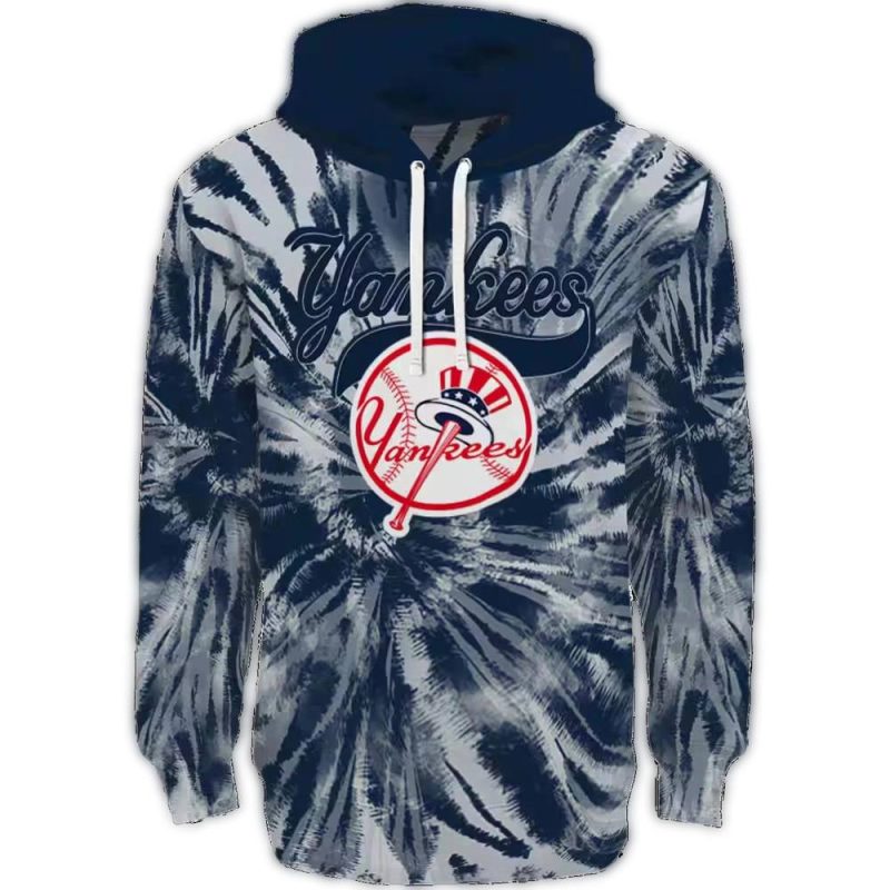 new york yankees tie dye pattern navy hoodie best selling