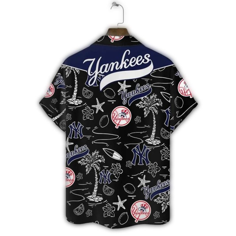 new york yankees tropical adventure hawaiian shirt back