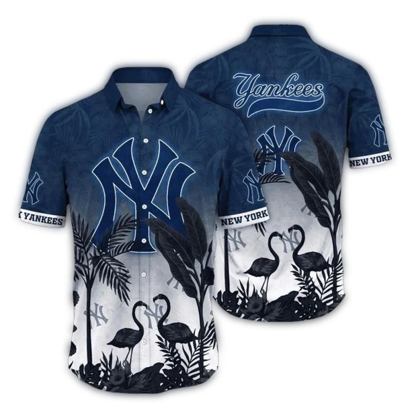 new york yankees tropical flamingo hawaiian shirt