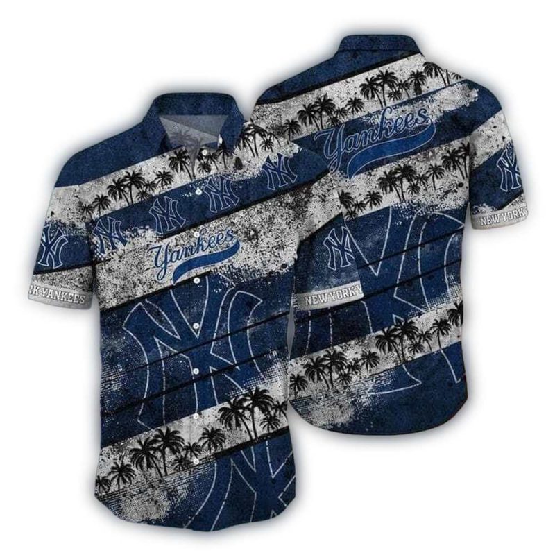 new york yankees tropical stripes hawaiian shirt