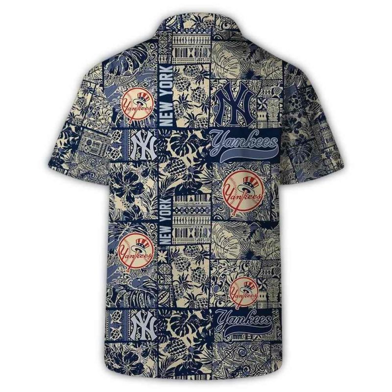 new york yankees vintage patchwork hawaiian shirt back