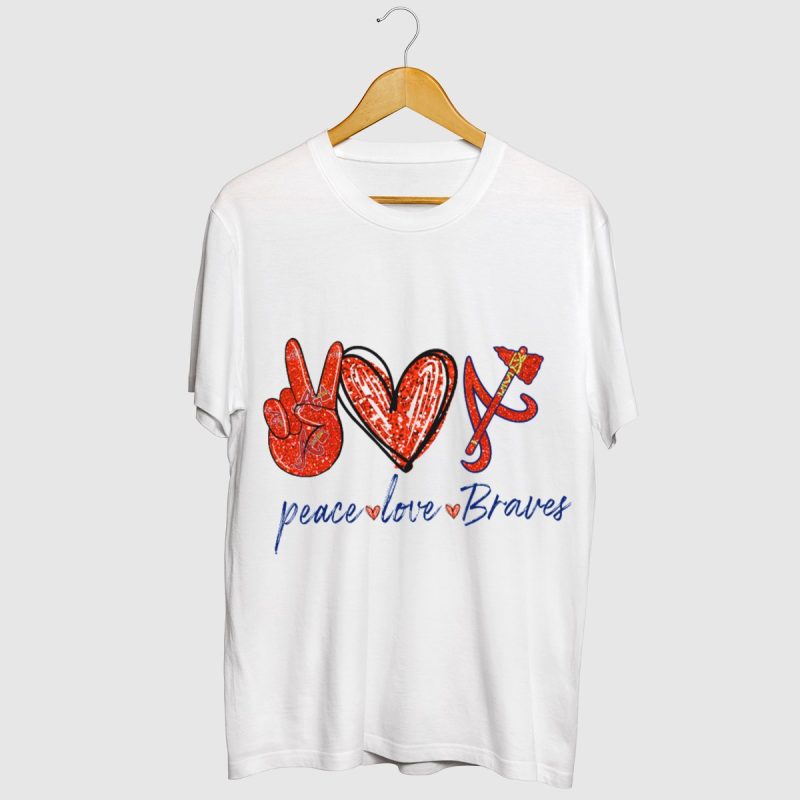Peace Love Braves T-Shirt - Stylish Fan Tee For Atlanta Braves Supporters - Image 2