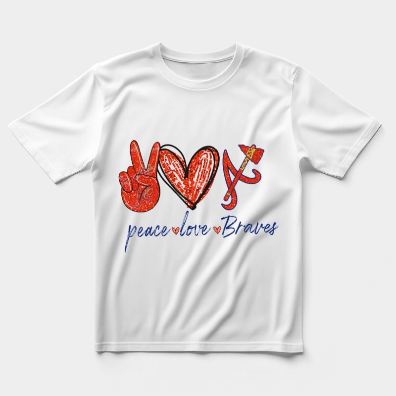 Peace Love Braves T-Shirt - Stylish Fan Tee For Atlanta Braves Supporters - Image 5