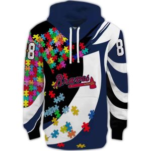Custom Atlanta Braves Autism Awareness Aop Hoodie For Puzzle Lovers