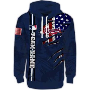 Atlanta Braves Ripped Flag All-Over Print Hoodie For Fans