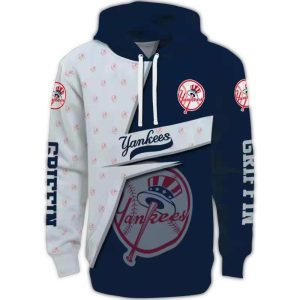 Custom New York Yankees Abstract Design All-Over Print Hoodie