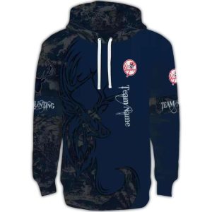 Personalized New York Yankees Deer Silhouette All-Over Print Hoodie