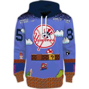 Custom New York Yankees Mario All-Over Print Hoodie For Fans