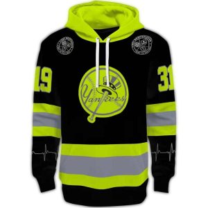 Personalized New York Yankees All Over Print Safety Motif Hoodie For Fans