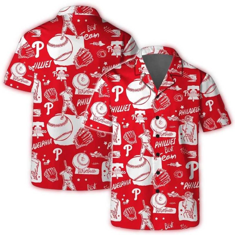 Philadelphia Phillies All-Star Doodle Hawaiian Shirt for Fans - Image 3