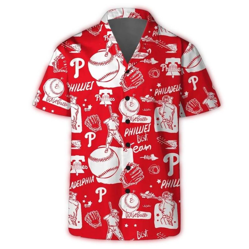 Philadelphia Phillies All-Star Doodle Hawaiian Shirt for Fans - Image 2
