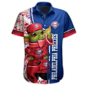 Philadelphia Phillies Baby Yoda Tropical Hawaiian Shirt for Kids