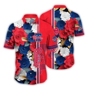 Philadelphia Phillies Floral Stripes Hawaiian Shirt for Summer Style