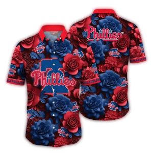 Philadelphia Phillies Floral Emblem Hawaiian Shirt for Fans