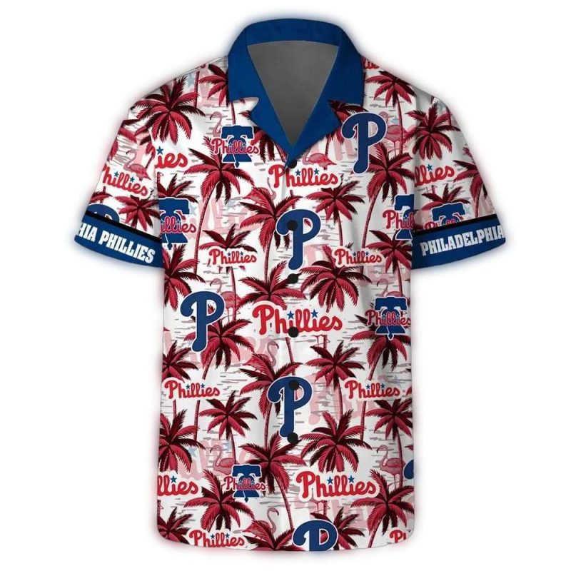 Philadelphia Phillies Flamingo Print Hawaiian Shirt - Tropical Style - Image 2