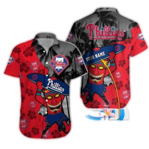 Personalized Philadelphia Phillies Tiki Surf Hawaiian Shirt for Fans